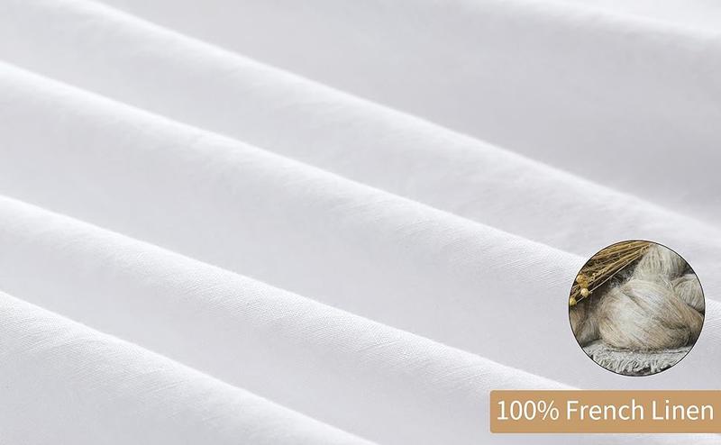 ATLINIA 100% Linen Sheet Set French Flax Farmhouse Style Bedding Including 1 × Flat Sheet & 1 × Fitted Sheet & 2 Pillowcases