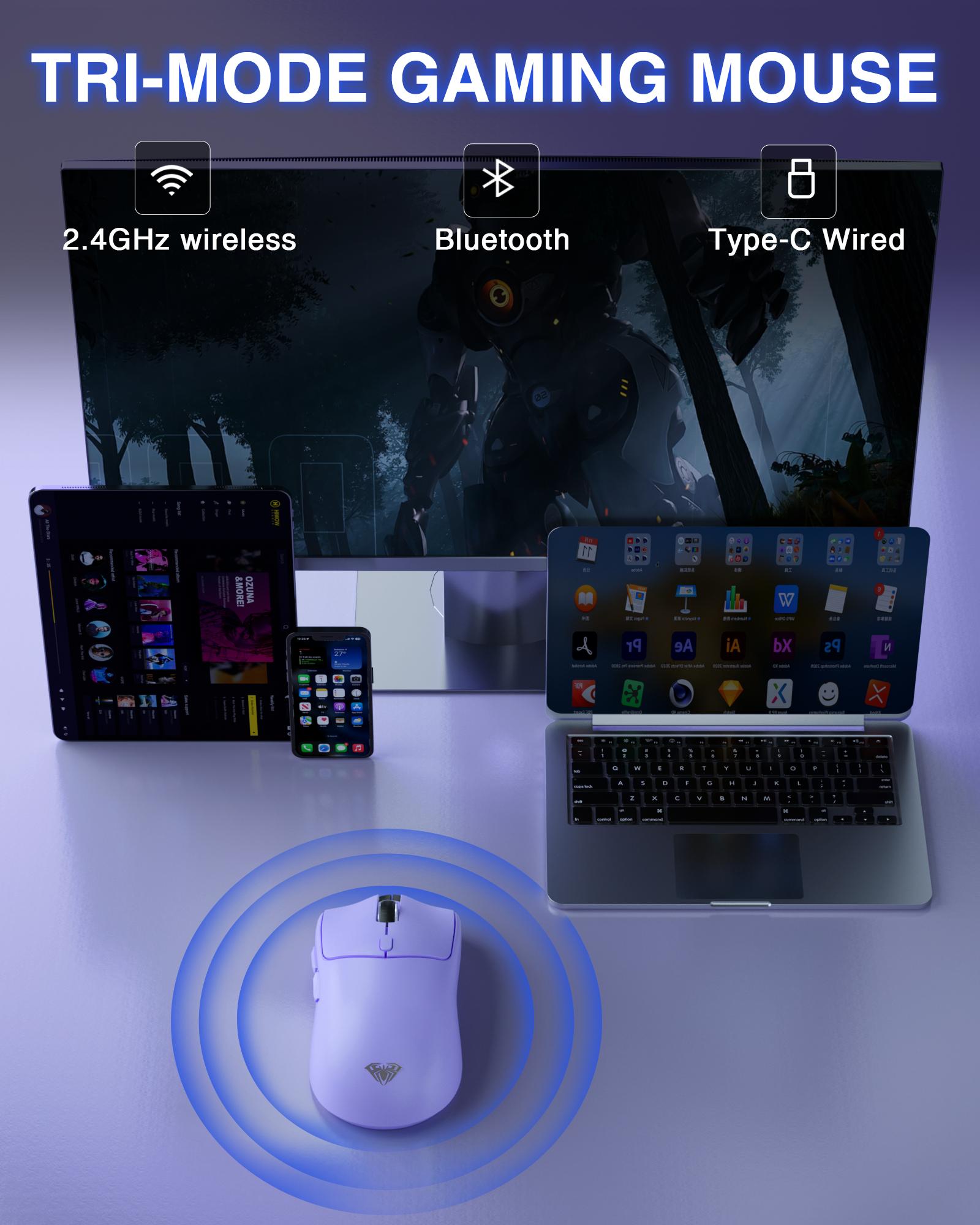 AULA SC580X Wireless Gaming Mouse, Tri-Mode 2.4G/BT5.0/USB-C, 10000 DPI Rechargeable Wireless Mouse with 6 Programmable Buttons, Ergonomic Computer Mouse for Laptop/PC/Mac/Tablet, Lightweight High Polling Rate Mouse TikTokShopfalldealsforyou AULA SC580X Wireless Gaming Mouse, Tri-Mode 2.4G/BT5.0/USB-C, 10000 DPI Rechargeable Wireless Mouse with 6 Programmable Buttons, Ergonomic Computer Mouse for Laptop/PC/Mac/Tablet, Lightweight High Polling Rate Mouse TikTokShopfalldealsforyou