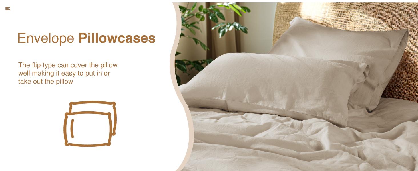 Sonoro Kate French Pure Linen Sheet Set 4PCS – Soft, Breathable & Cooling Bed Sheets for All Seasons, Durable with 16" Deep Pocket – in Natural Linen