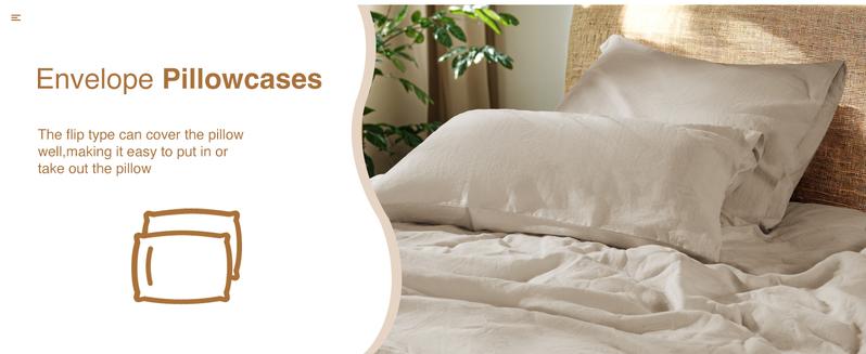 Sonoro Kate French Pure Linen Sheet Set 4PCS – Soft, Breathable & Cooling Bed Sheets for All Seasons, Durable with 16" Deep Pocket – in Natural Linen