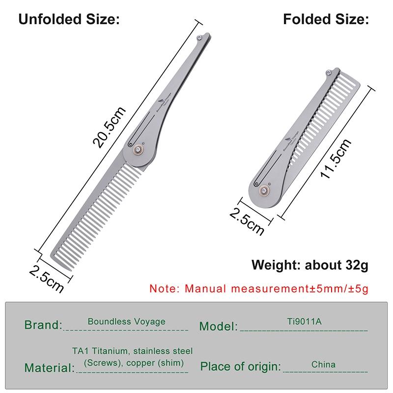Boundless Voyage Titanium Hair Comb, Ultra-Light Portable Massage Bang Beard Comb, Anti-Static Metal Comb, Styling Tool, Hair Styling Tools, Combs For Hair Stylist, Barber Comb
