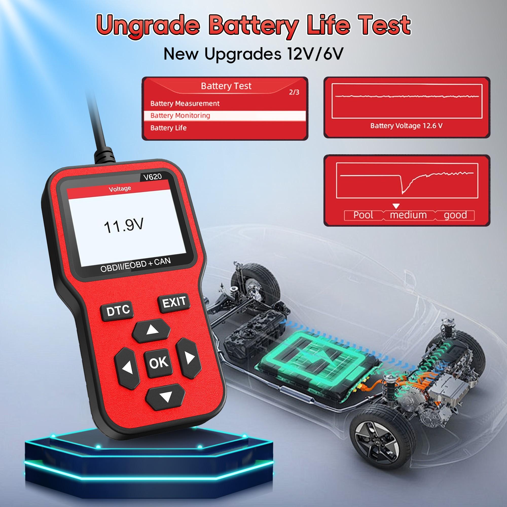 Professional Obd2 Scanner Diagnostic Tool, Automotive OBD2 Scanner with Upgrade Battery Tester - Diagnostic Tool for Cars That Check Engine Light & Emissions Readiness Read and Clears Vehicle Error Codes for All OBD II Protocol Vehicles Since 1996