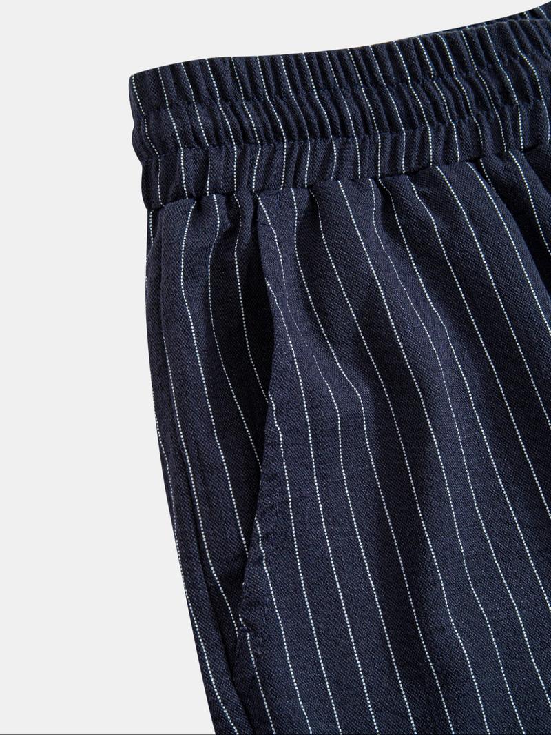 Men's Casual Sportswear Woven Striped Straight Leg Pants, Comfortable and Stylish, Perfect for Daily Wear and Sports Activities