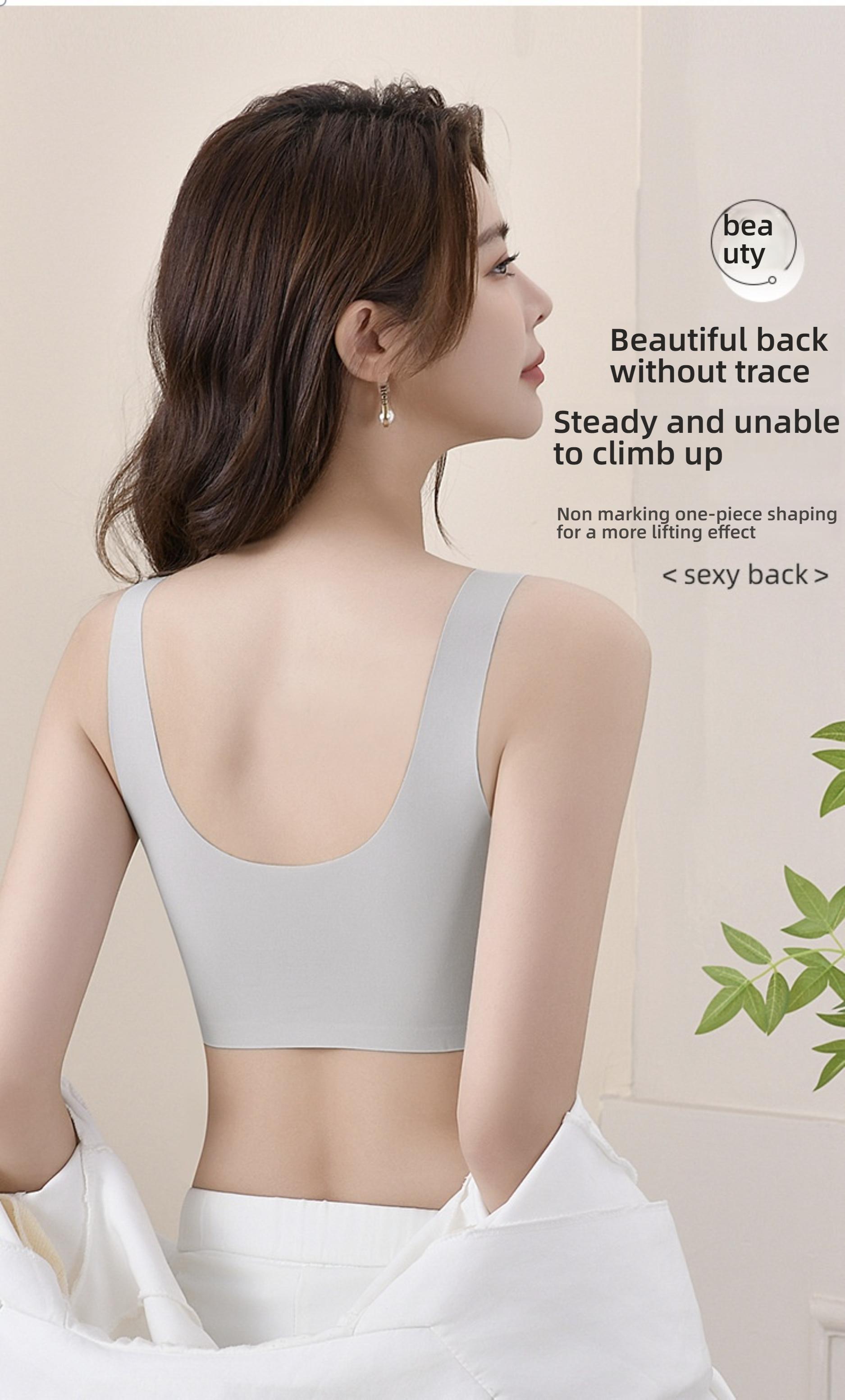 Wireless Backless Fixed Cup Anti-Gravity Soft Support Small Bust Lift Prevent Sagging Underwire Bra, Plus Size Women's Bras