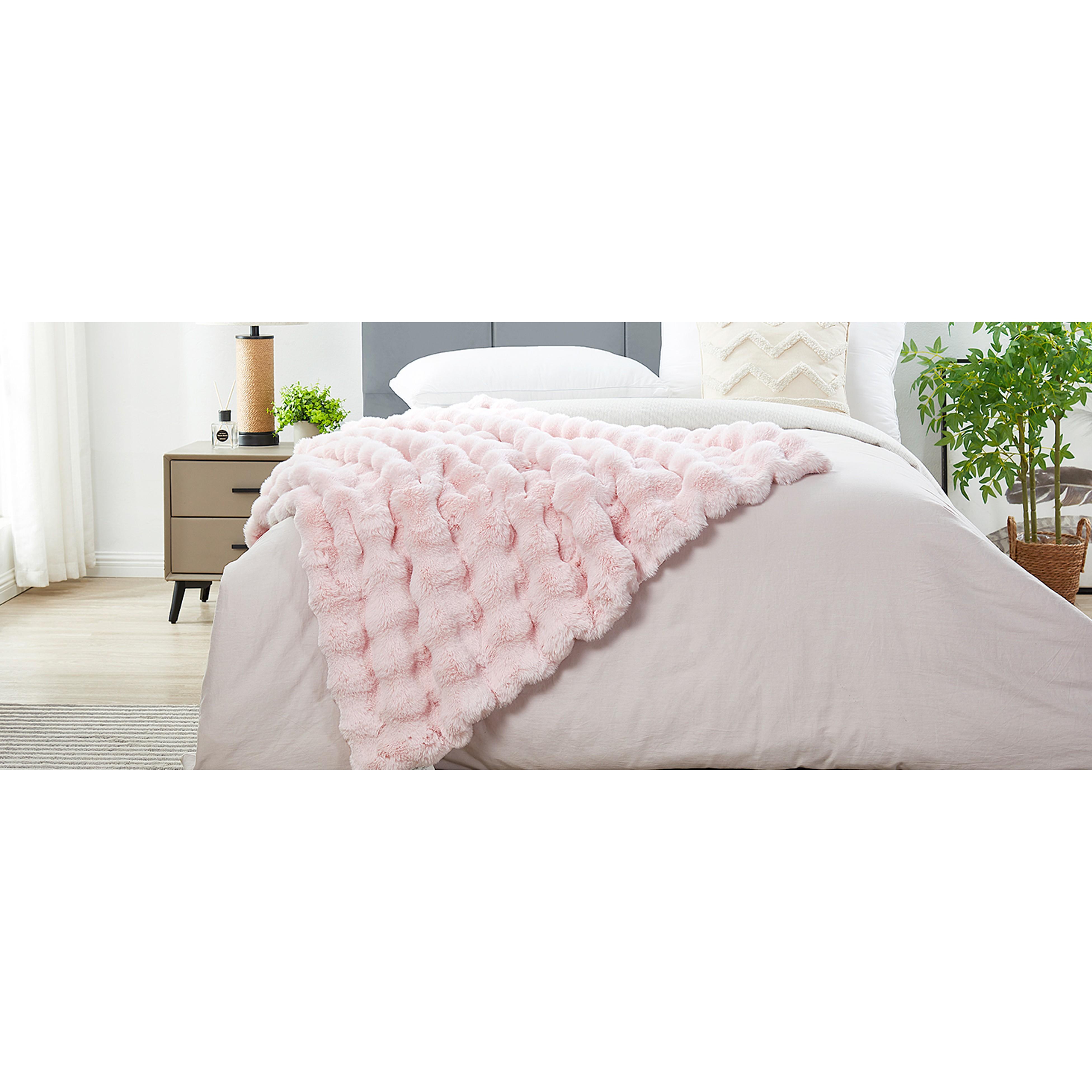 Decorative Soft Fluffy Bubble Faux Rabbit Faux Fur Throw Blanket 50" x 60",Reversible Cozy Accent Thick Warm Furry Blankets for Winter,Lovely Cute Washable Plush Fuzzy Blanket for Women, Pink Decorative Soft Fluffy Bubble Faux Rabbit Faux Fur Throw Blanket 50" x 60",Reversible Cozy Accent Thick Warm Furry Blankets for Winter,Lovely Cute Washable Plush Fuzzy Blanket for Women, Pink