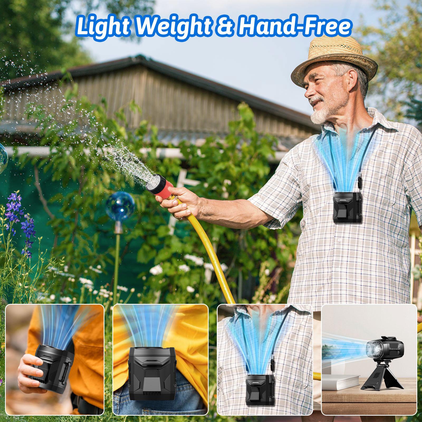 Waist Fan-Under Shirt Fan, Rechargeable,LED Lights, Clip Fan, 4 Speeds, Body Fan for Outdoor Workers, Fishermen, Warehouse Workers, Tourists, Medics Gadgets 2025,Gifts for Holiday