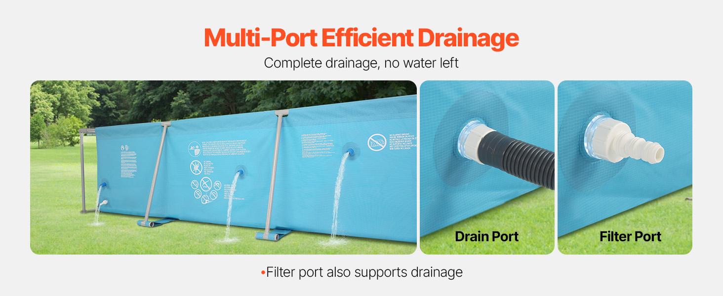 VEVOR Frame Above Ground Swimming Pool, 118x 78x 30 in Rectangular Steel Metal Frame, Large Rectangle Outdoor Backyard Family Pool, Easy to Assemble Rust-Resistant, 1046 Gallon Water Capacity, Blue