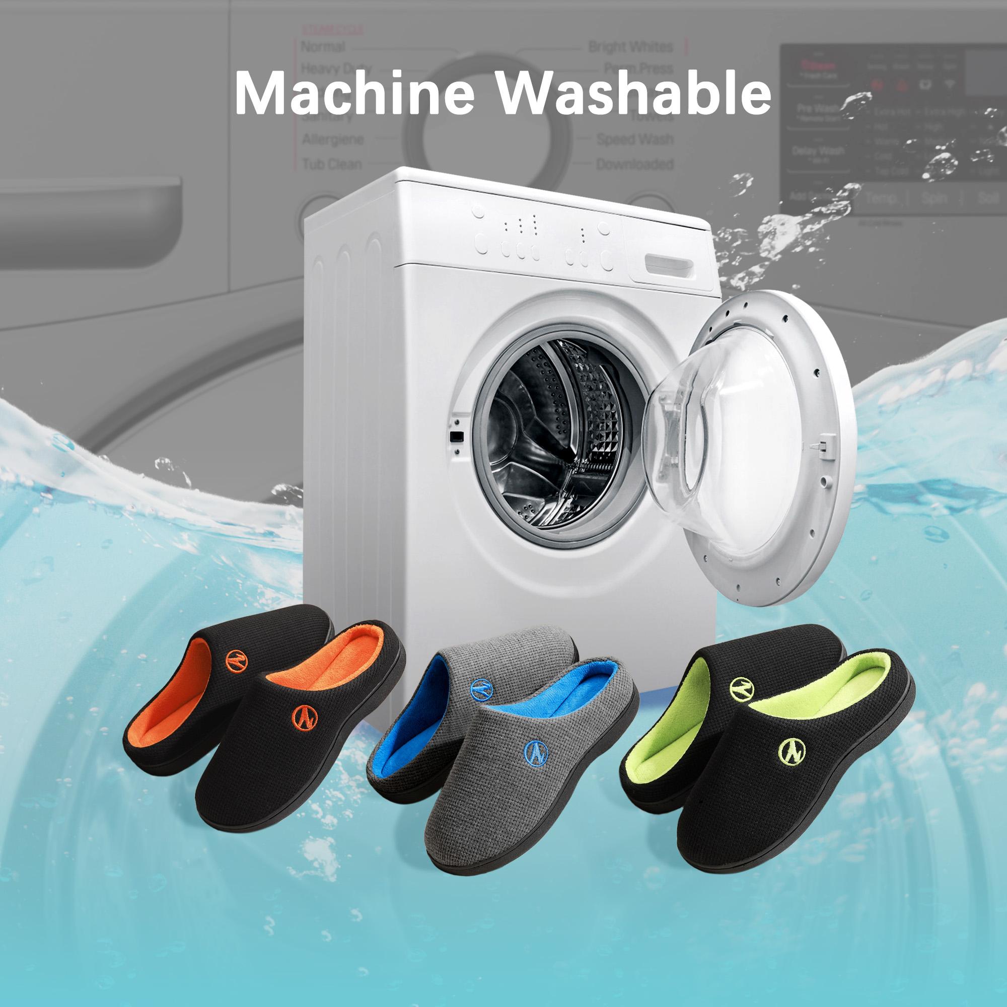 Unisex Memory Foam Slippers for Outdoor & Indoor Use Knit Waffle Upper Secure Heel Collar Sturdy Rubber Sole Non-Marking Noiseless Ideal for Father's Day - Flipflop Walking Shoes