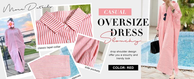 CHARTOU Women's Loose Striped Shirt Dress Casual Long Sleeve Dress Cotton Long Skirt CHARTOU Women's Loose Striped Shirt Dress Casual Long Sleeve Dress Cotton Long Skirt