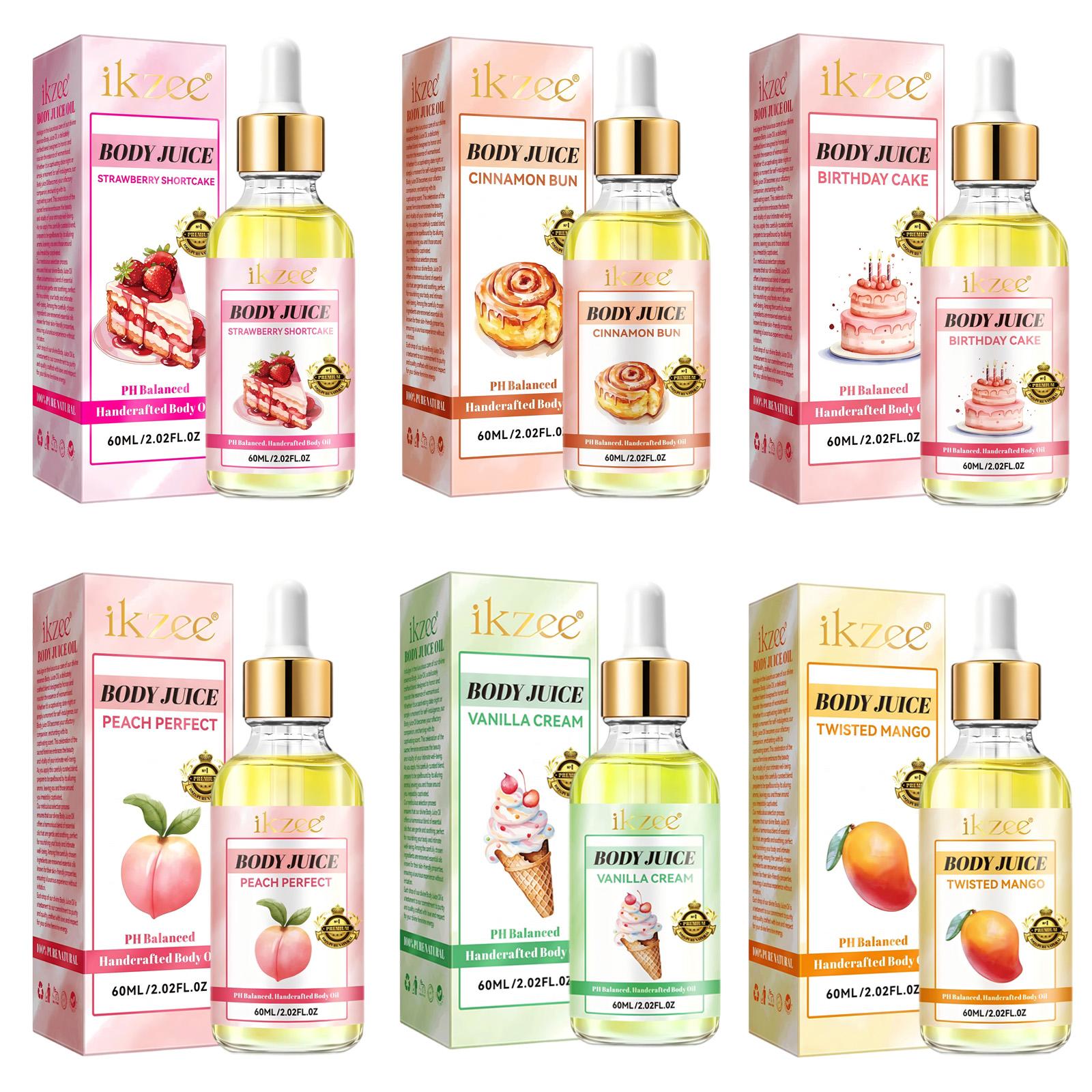 Ikzee Strawberry Cake Body Juice Oil, Non-Greasy 60ML Long-Lasting Scent Moisturizing Women Care Oil, Strawberry Scented Body Oil, Birthday Gift