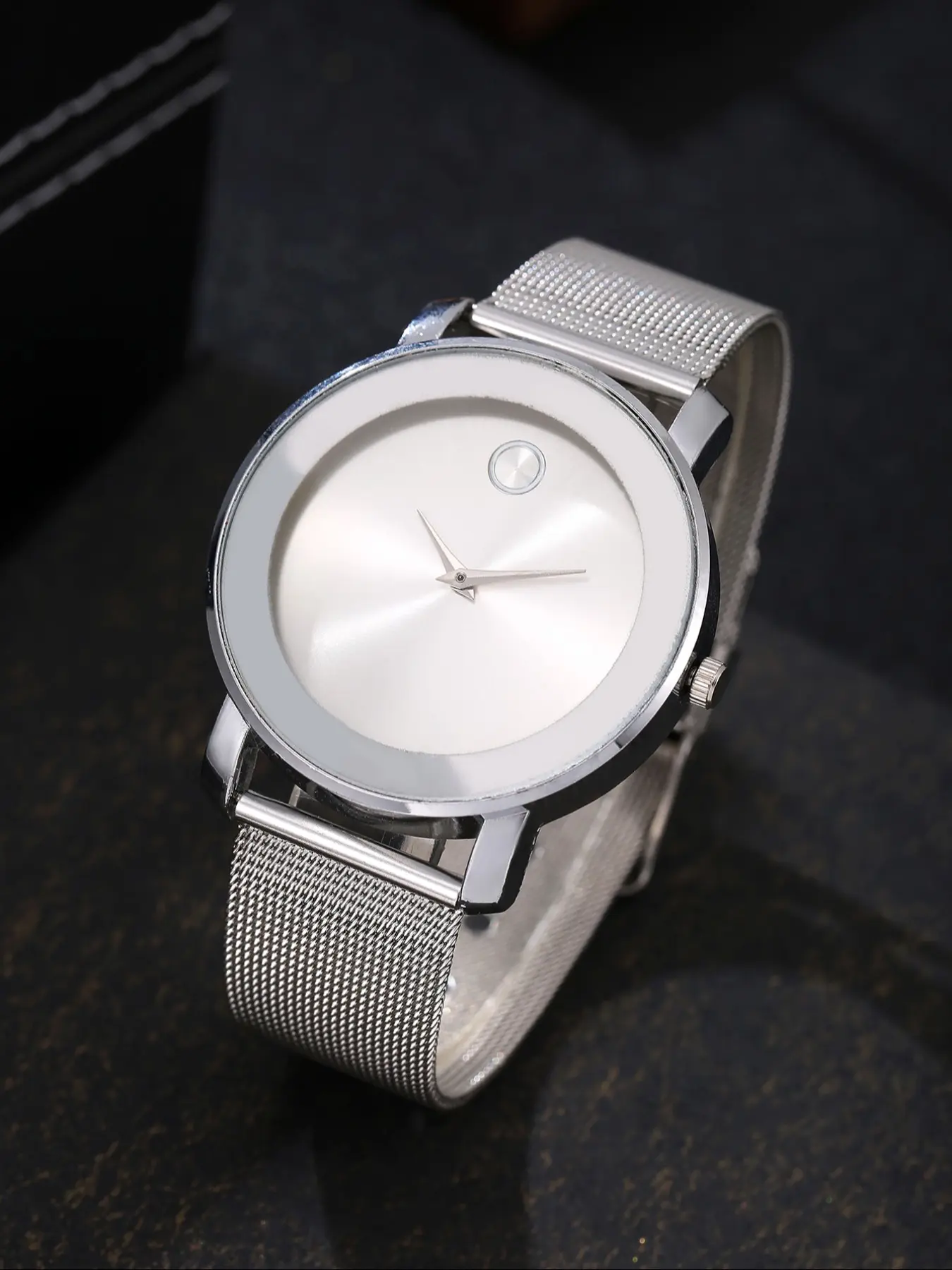 Minimalist Quartz Watch, Zinc Alloy Mesh Strap, Silver Color & Options, Casual Daily Commute Watch, Light Luxury Style, Casual Analog Watch