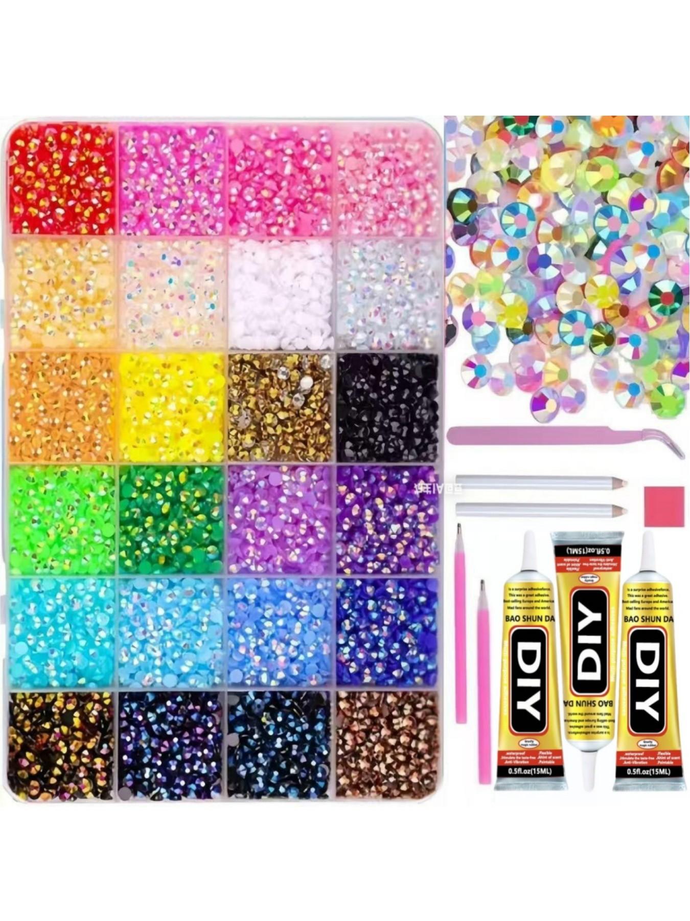 24000pcs 24 Colors Jelly Rhinestones, bedazzling kit rhinestone 3mm Multicolor Resin Flat Back Gems, DIY Craft Kit for Jewelry Making, Decorative Accessories