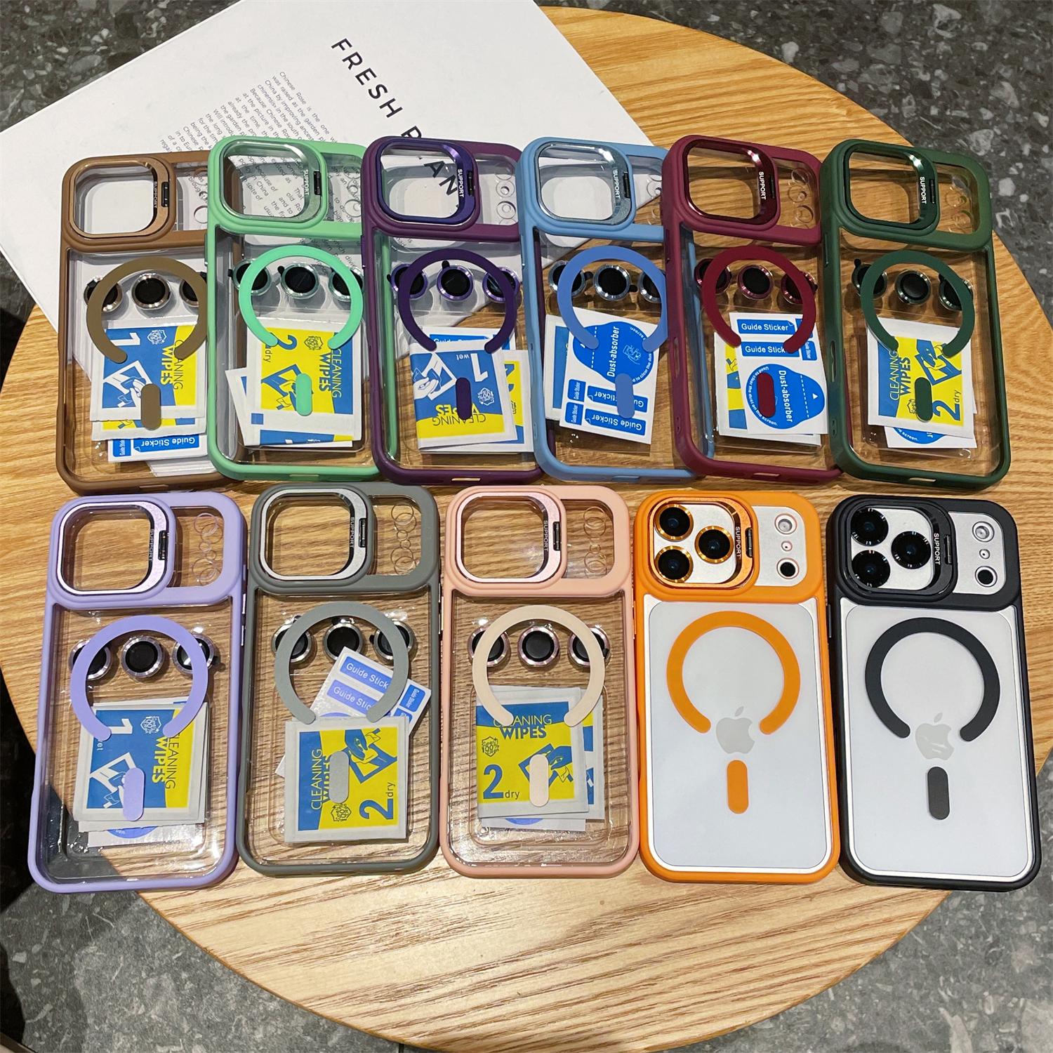 Magnetic For Apple 17 16 15 14 13 12 Max Plus Pro Magnetic Mobile Phone Case with MagSafe Camera Ring Holder, Military-Grade Protection, Anti-Fall, Non-Yellowing, Wireless Casing Protector Cover,Compatible for iPhone