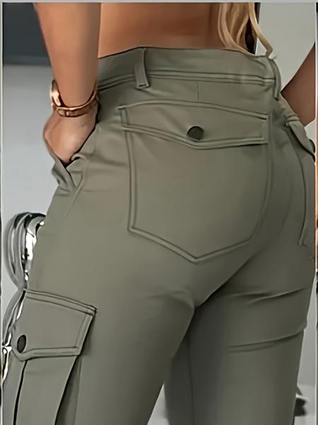 Autumn Winter New High Waist Slimming Women's Casual Fashion Military Pants, Long Cargo Workwear Trousers for Ladies