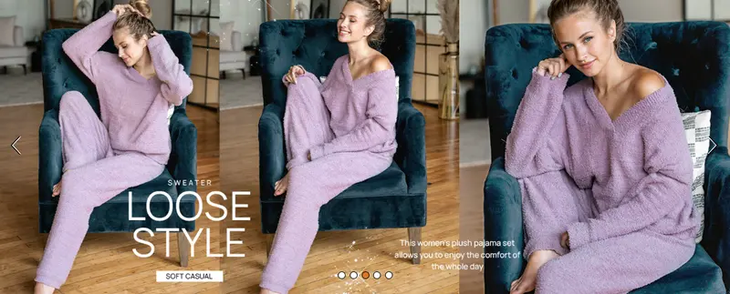 Women's fuzzy fleece lounge set fabric and garment care information