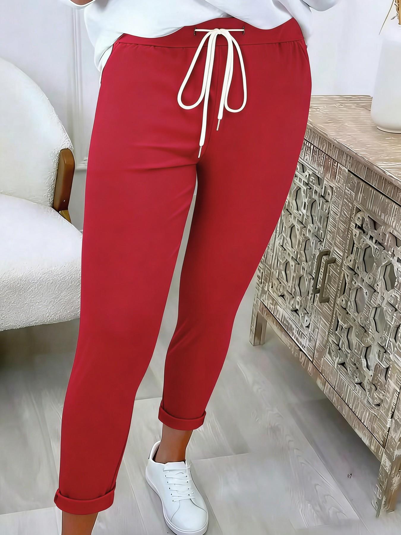 Women's Solid Color Drawstring Waist Pants, Casual Comfy Trousers for Summer, Fashion Women's Bottoms for Daily Wear