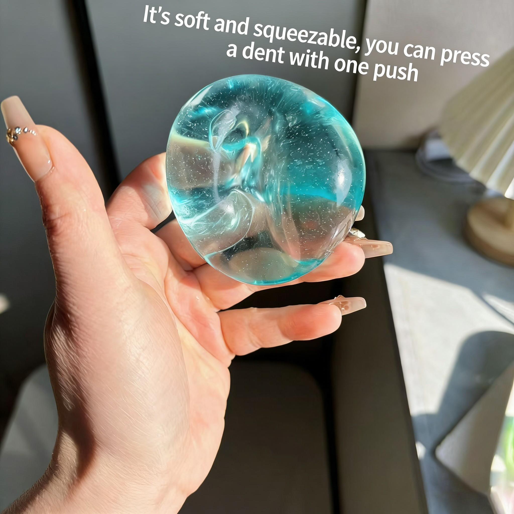 Blue Squishy Toys Anti Stress Sensory Fidgets Toy Soft Simulated Transparent Blue Slow-rebound Decompression Squeeze Toy High transparency jelly texture feels refreshing with just a pinch  Cute Translucent Pink Ball for Relaxation