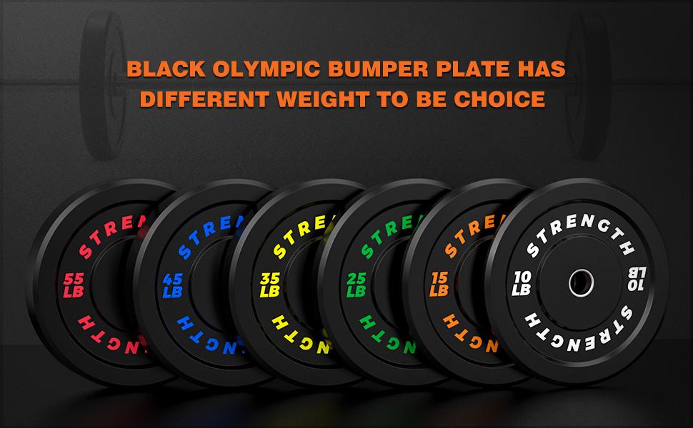 Bearbro Bumper Plates, Olympic Bumper Plates Set, 2-Inch Rubber Weight Plates with Steel Insert for Weight Lifting and Strength Training - Sold in Single, Pairs or Sets(20lb-260lb）)