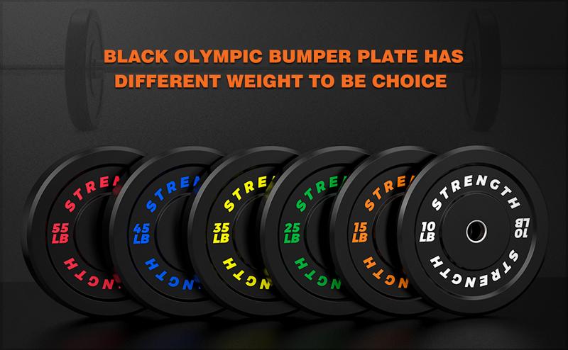 Bearbro Bumper Plates, Olympic Bumper Plates Set, 2-Inch Rubber Weight Plates with Steel Insert for Weight Lifting and Strength Training - Sold in Single, Pairs or Sets(20lb-260lb）)