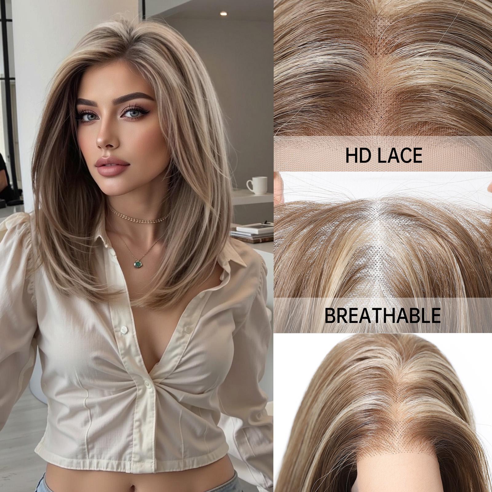 Lace Front Synthetic Fiber Wigs Lace Frontal Wig Uk Style Piano City Series Fashionable Hair Clips Modern Look Synthetic Fiber Hairpiece for Women