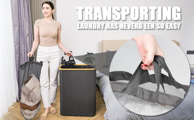 Bathola Hampers for Laundry Basket with Lid, 160L Extra Large Laundry Hamper 3 Section Dirty Clothes Hampers for Laundry Divided Laundry Basket Organizer for Bedroom,  Ideal for Laundry Toys and Dorm Use