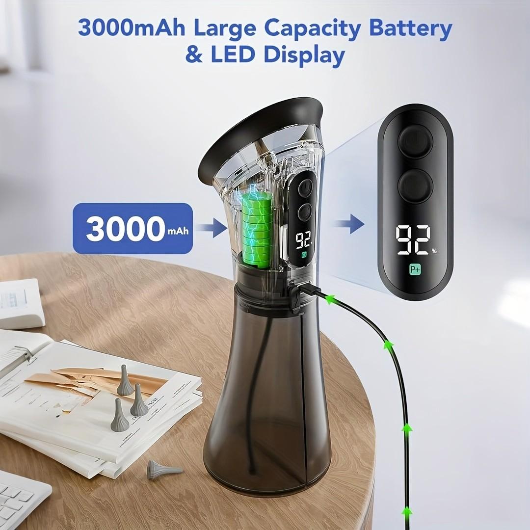 Professional Electric Earwax Removal System, 3-Gear Hydraulic Ear Cleaning Set with Water Temperature Sensor, Visible Waste Bin and USB Charging, Ear Cleaning Water Machine, Ear Irrigation System, Earwax Remover