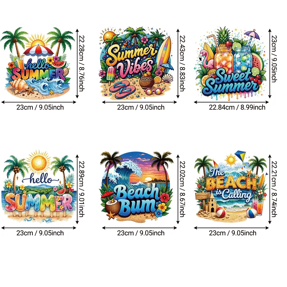 Summer Dopamine Beach Style Heat Transfer Sticker, T-Shirt Transformation, Washproof, High Durability, DIY Fashion, Tropical Summer Crafts, DIY Crafts Supplies