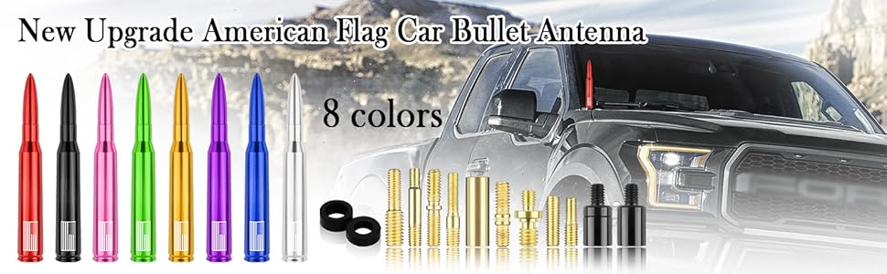Upgrade American Flag Car Bullet Antenna,Truck Exterior Accessories Antenna Toppers Compatible with GMC,Chevy Silverado,Dodge,Ford,Jeep Antennas Replacement (Premium Pink - U.S.Flag