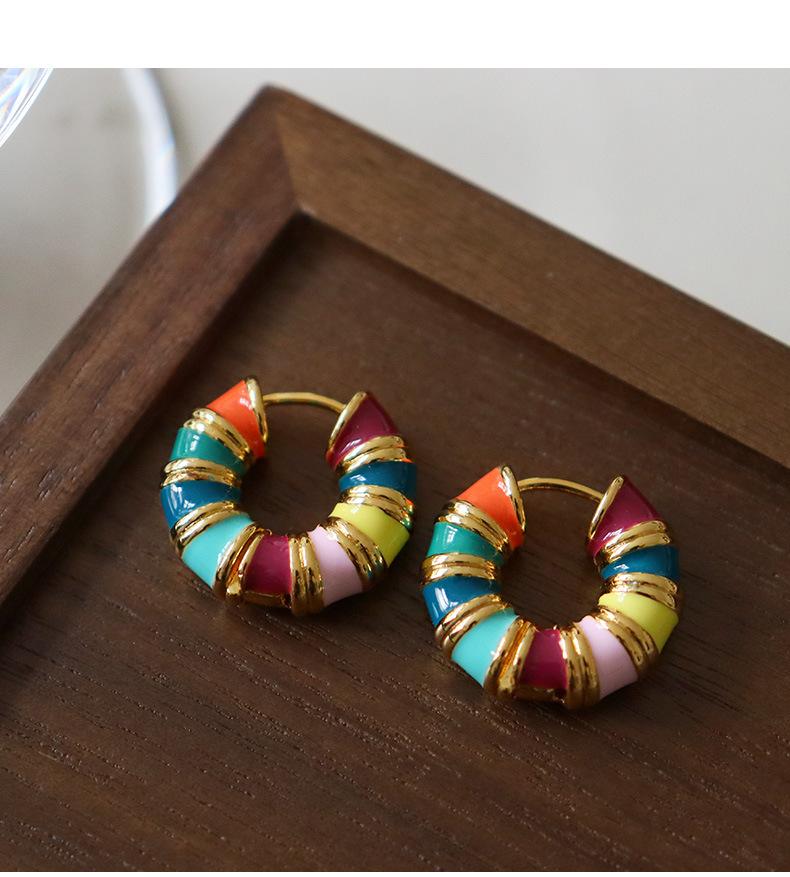 Trendy European American Ins Style Vintage Colorful Drip Earrings Unique Design Fashionable Personality Macaron Ear Jewelry