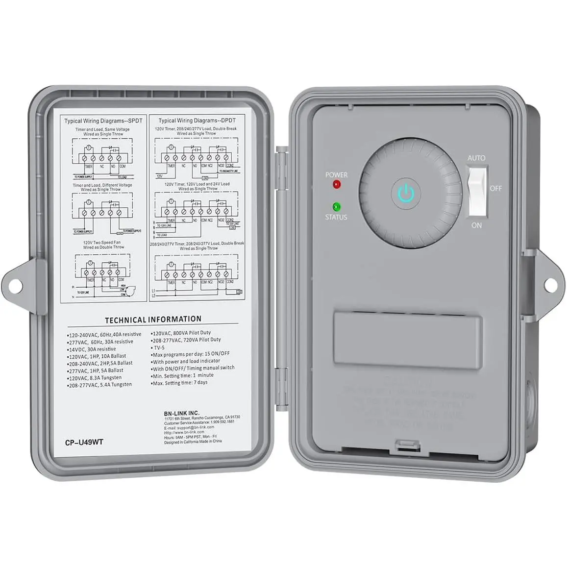 Pool Pump Timer Heavy Duty Outdoor Smart Wi-Fi Timer Box 2HP 40A Max 120 240 277 VAC for Pool Pump Water Heater Fans SPA Compatible with Smart Phone Alexa Google Assistant