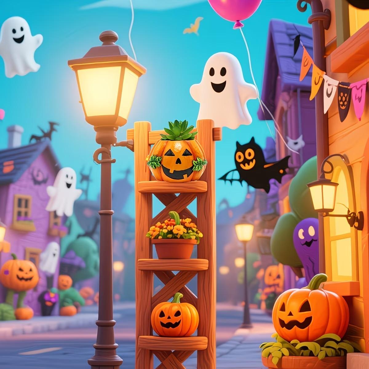 Halloween Pumpkin Planter, Versatile Resin Flower Pot, Durable Multicolor Decor, Indoor Outdoor Use, Candle Holder, Home Decoration