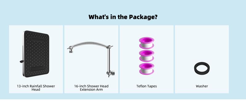 Hibbent Rain Shower Head, 13'' High Pressure Rainfall Square 5 Spray Mode Showerhead with 16" Shower Head Extension Arm, Solid Brass Adjustable Shower Arm Extender, Waterfall fixed Showerheads, Chrome Hibbent Rain Shower Head, 13'' High Pressure Rainfall Square 5 Spray Mode Showerhead with 16" Shower Head Extension Arm, Solid Brass Adjustable Shower Arm Extender, Waterfall fixed Showerheads, Chrome