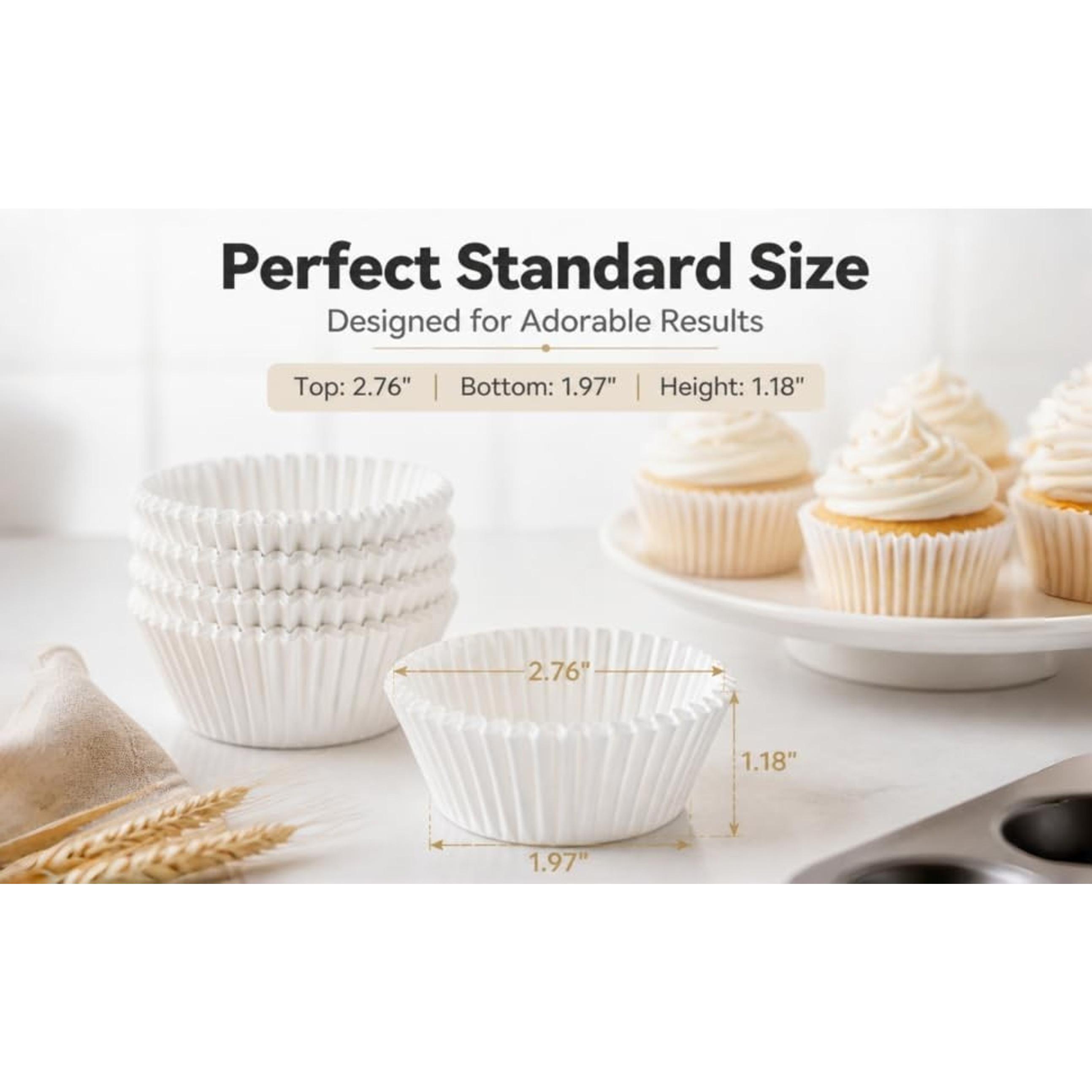 200 Count Non-stick White Cupcake Liners, Food-grade Parchment Muffin Liners, Greaseproof Baking Cups for Cupcakes, Muffins and Nuts