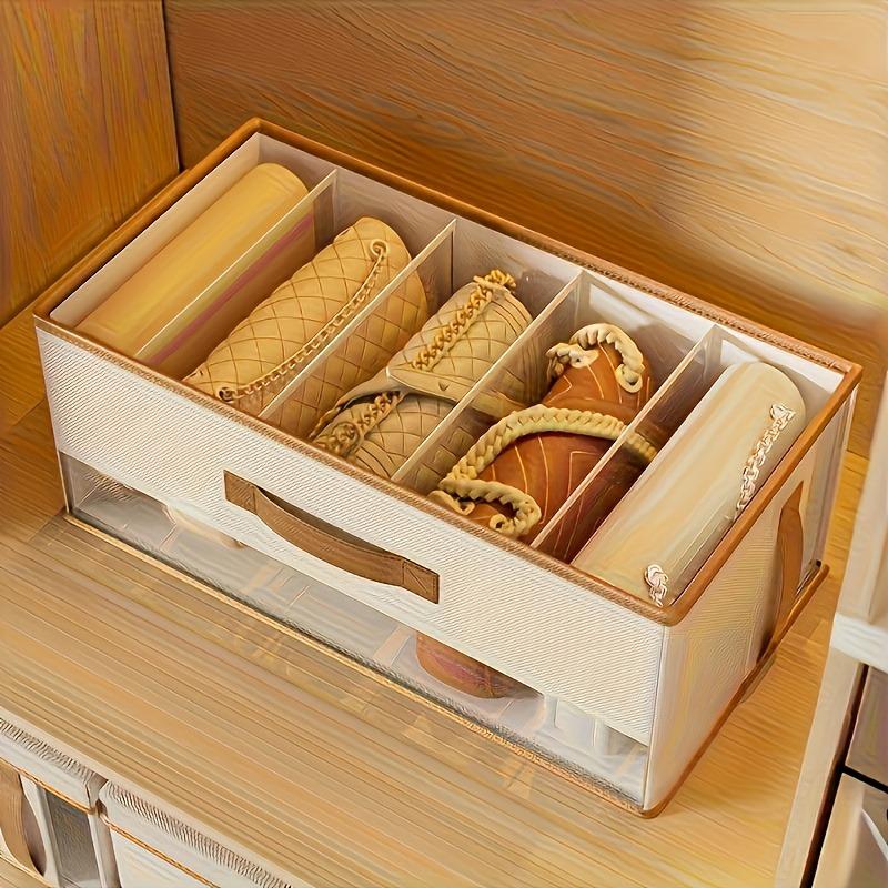 Bag-in-bag storage pouch, foldable elegant white hand-held organizer with transparent window - multi-compartment design suitable for handbags, shoes and accessories - space-saving wardrobe and closet organization tool