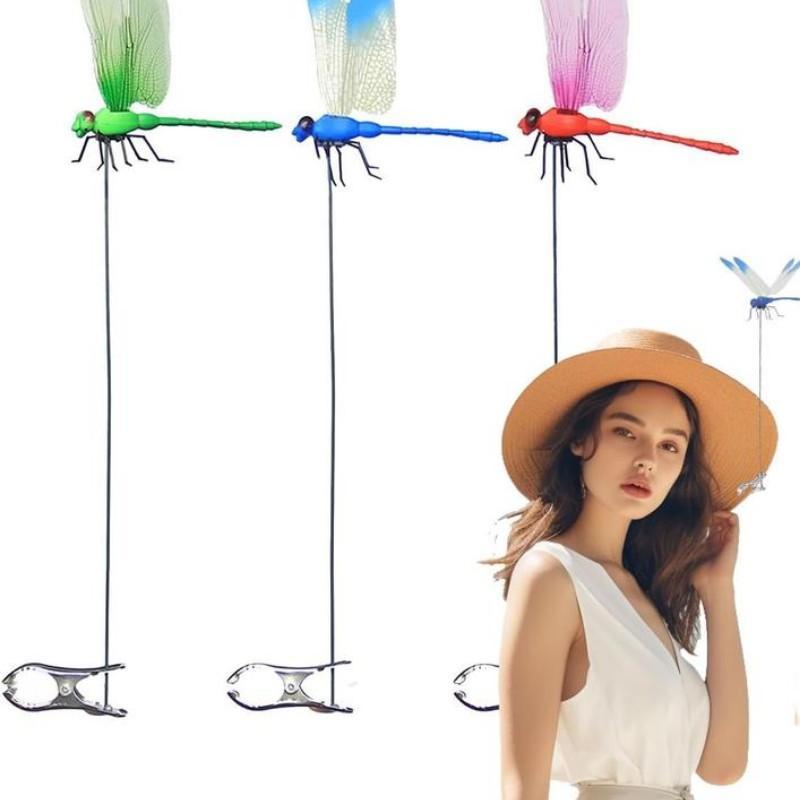 Colorful Dragonfly Garden Stakes Clips Set, Outdoor Patio Lawn Decor, Beautiful Garden Ornament, Enhance Your Yard Aesthetics