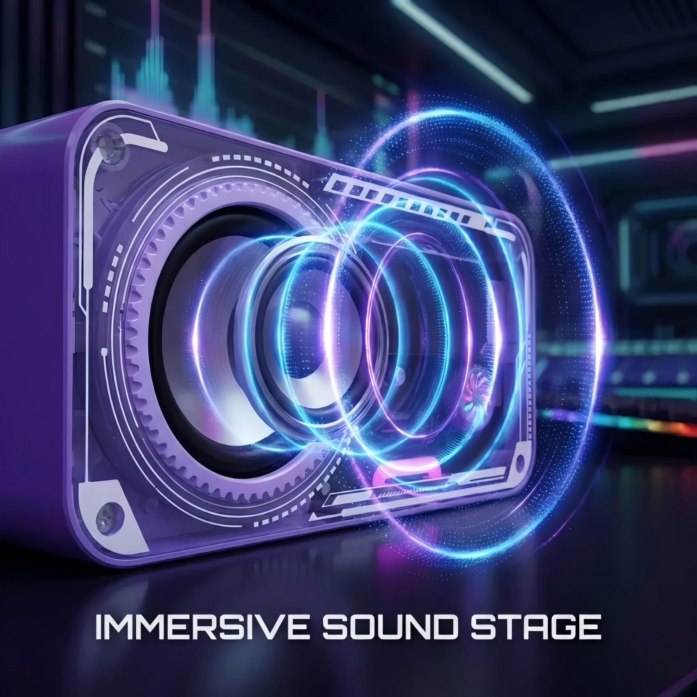 Transparent Mech Wireless Bluetooth-compatible Speaker with Phone Stand, RGB LED Night Light, Portable Stereo Sound System, Long Battery Life