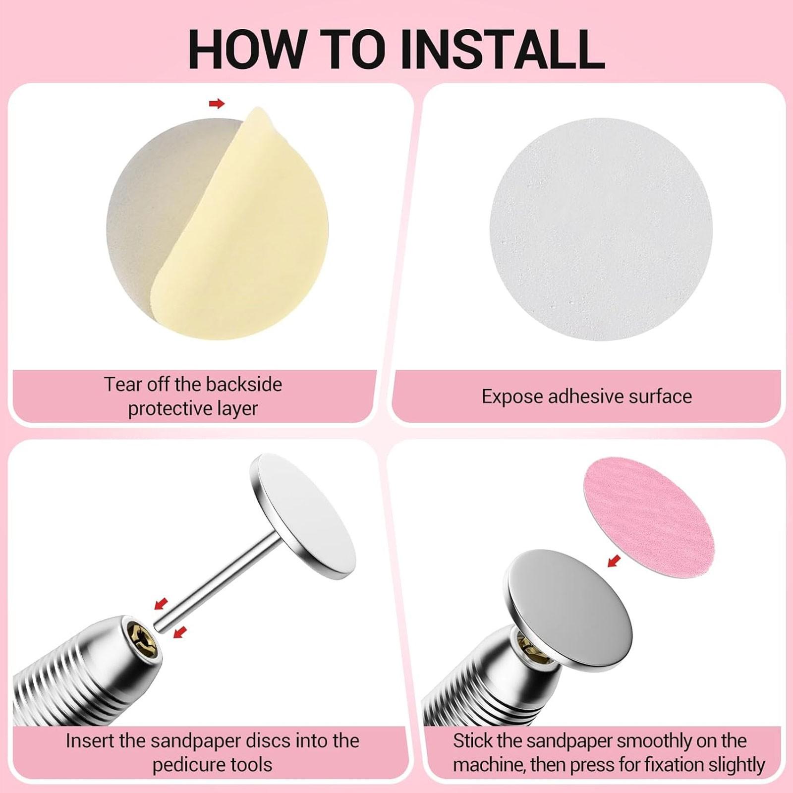 60pcs Pedicure Sanding Paper Discs Set Nail Sanding Bits for Foot File Callus Sander for Feet Scrubber Dead Skin Nail Drill Bit Grinder Sandpaper