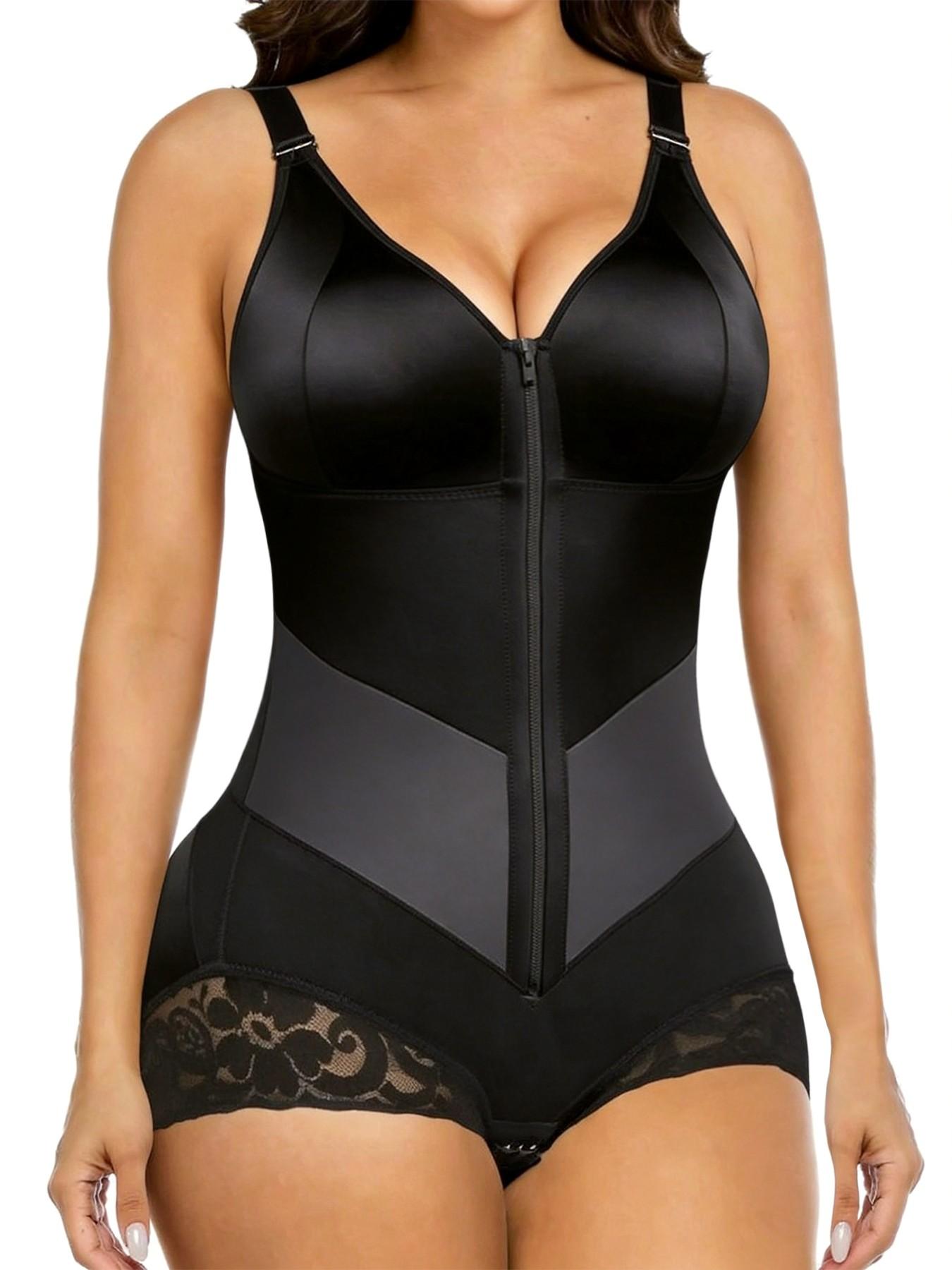 Colombian Fajas Waist Trainer, Zipper Front Spaghetti Strap Full Body Shaper, Butt Lifting & Tummy Control, Women's Fitness Shapewear Clothes