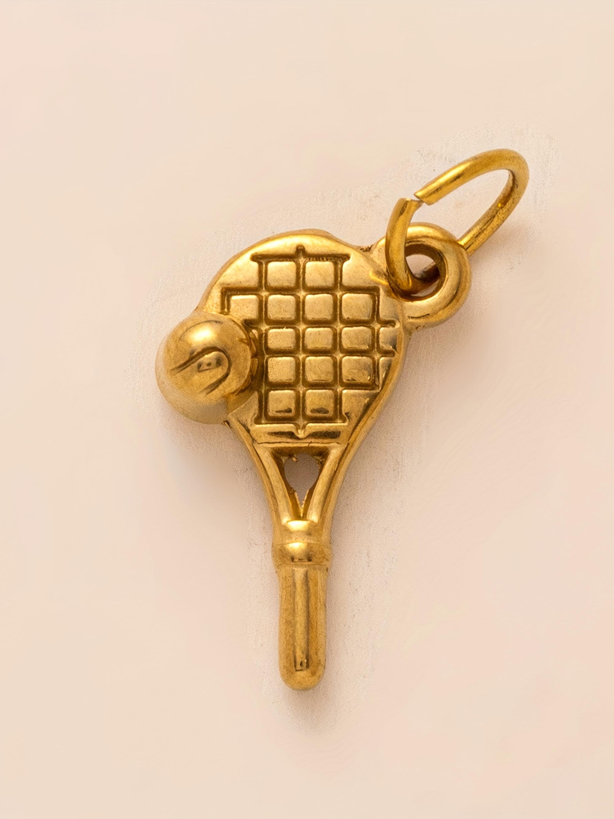 1PC Fashion Simple Bohemian Style Pendant, Love Dog Claw, Racet, Music Note, Flower, Cotton Candy, Fish, Pendant, Stainless Steel Plated 18K Gold, Suitable for DIY Fashion Accessories of Keychains, Bags, Jewelry