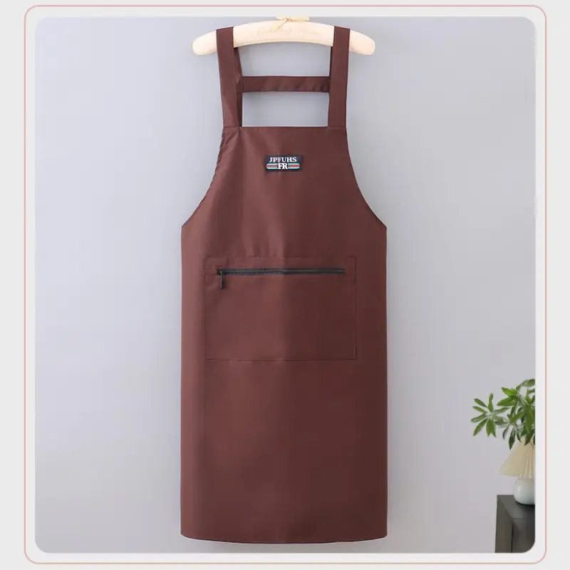 Oversized Long Waterproof Coated Cooking Apron, Heavy Duty Plus Size Apron Suitable for People Over 200 Pounds, Zipper Storage Pocket, Oilproof Kitchen Bib Apron