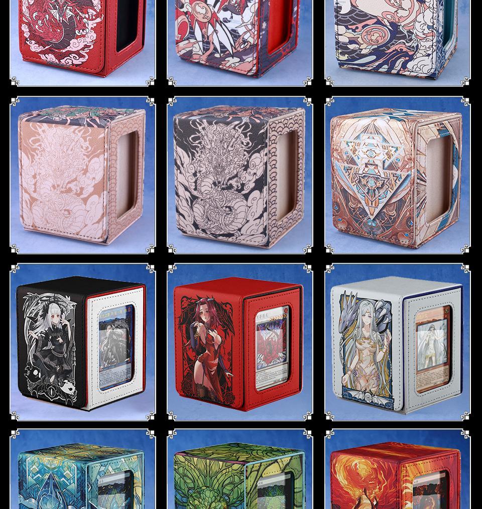 Cards Deck Box Fit For MTG Deck Box With 2 Card Dividers 2 Dice Magic Commander Vertical Style Leather Trading Cards Storage Box Cards Deck Box Fit For MTG Deck Box With 2 Card Dividers 2 Dice Magic Commander Vertical Style Leather Trading Cards Storage Box