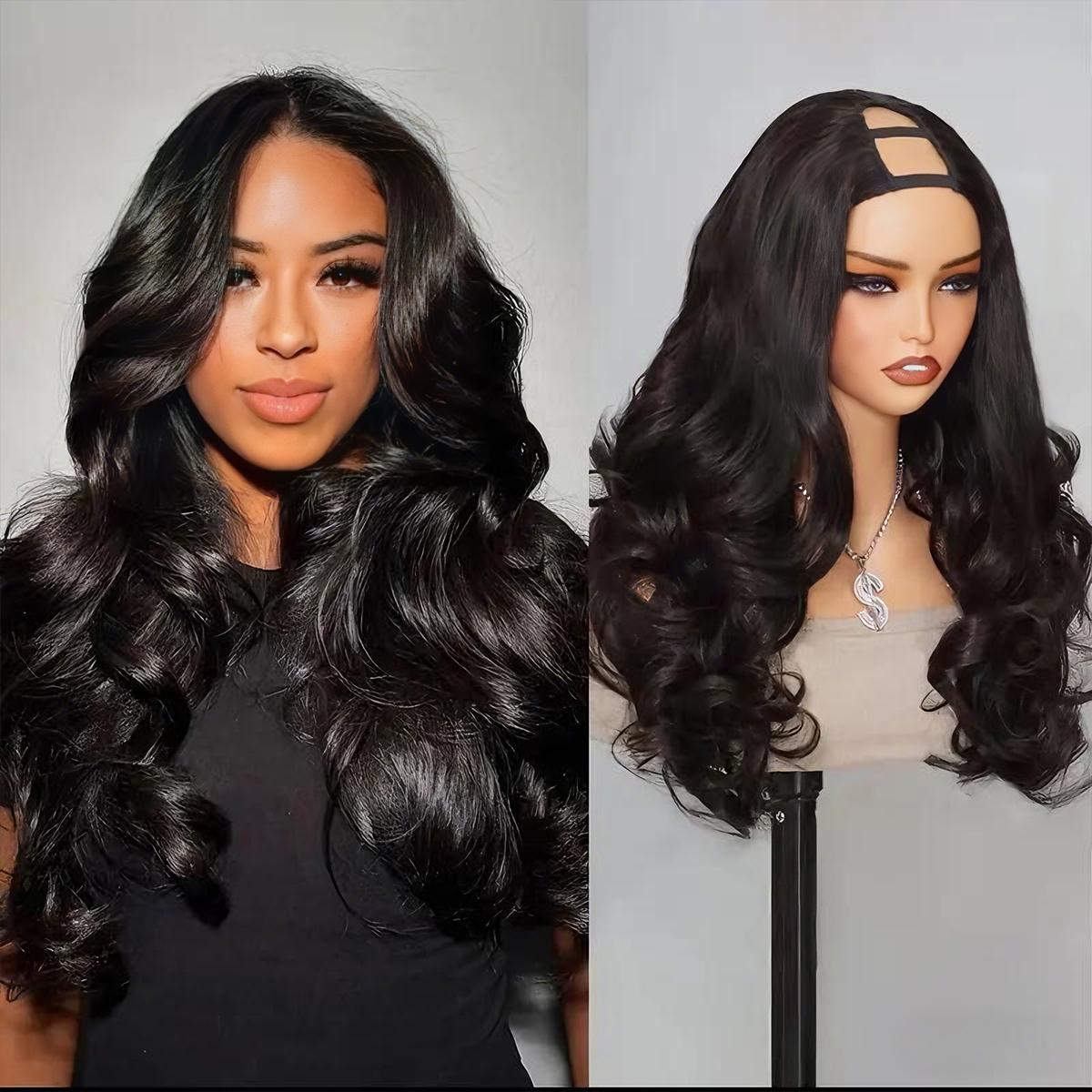 Mscoco Layers Body Wave U Part Human Hair Wig Pull & Go Beginner Friendly 180 250 Density For Black Women Natural Black Color Butterfly Wigs
