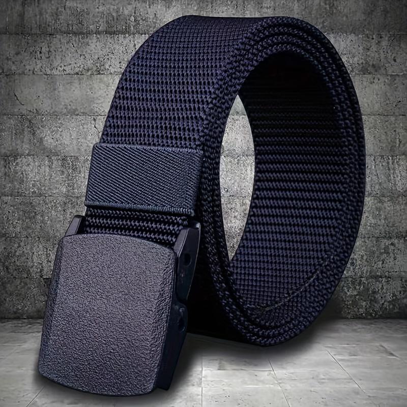 Nylon belt for both men and women, non-metal buckle, hypoallergenic, suitable for young people, outdoor leisure, smooth buckle nylon belt, passes security checks, trendy sports belt