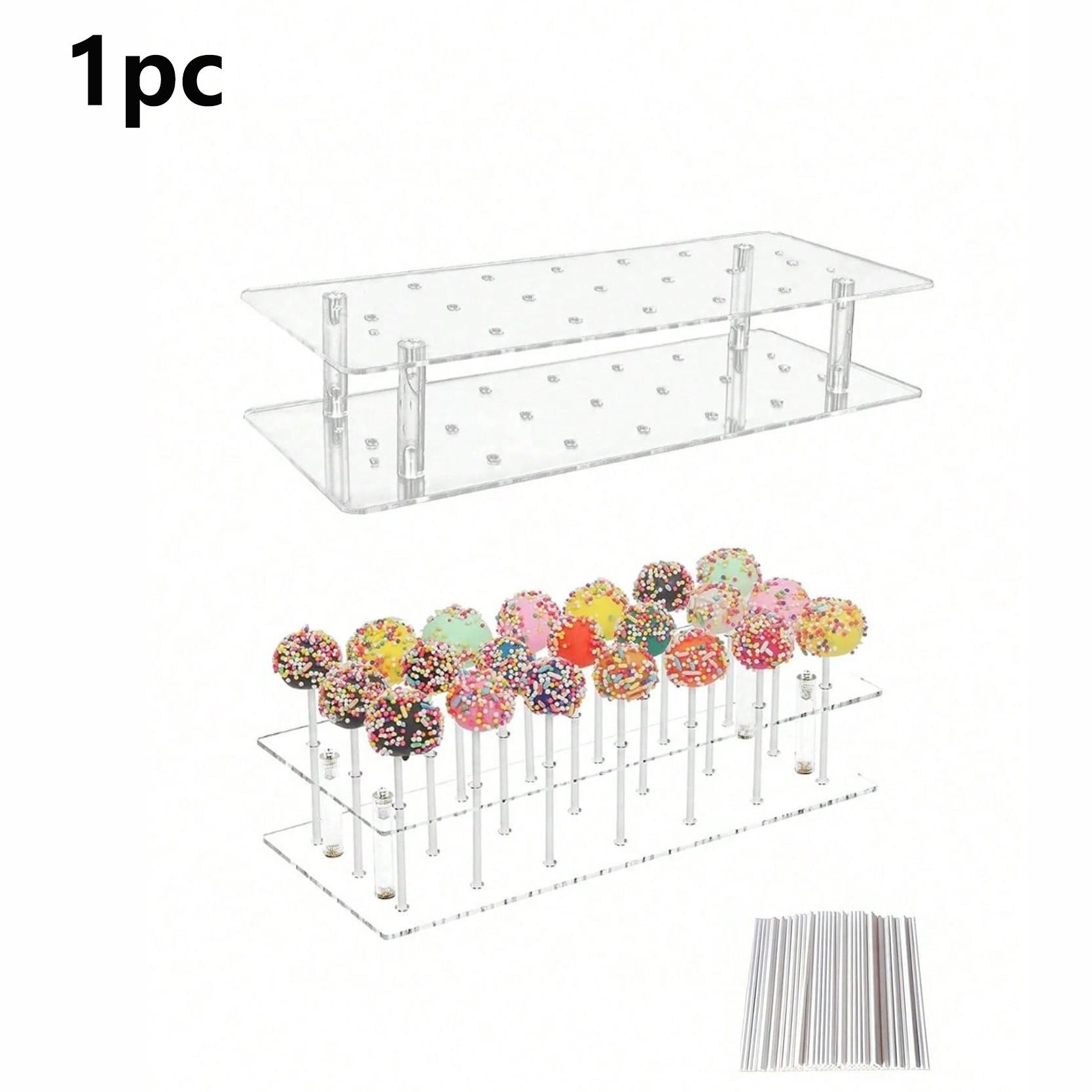 Acrylic 21-Hole Cake Lollipop Display Stand, Transparent Candy Rack for Wedding, Halloween, Christmas, Birthday Party Decorations