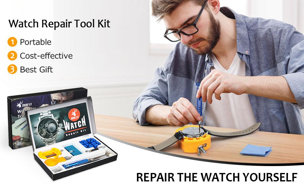 JOREST Watch Repair Screwdriver Kit, for Watch Battery Replacement & Link Removal and Resizing & Watch Opener, ,Watch Wrench Back Remover, Watch Cleaning, Spring Bar Tool