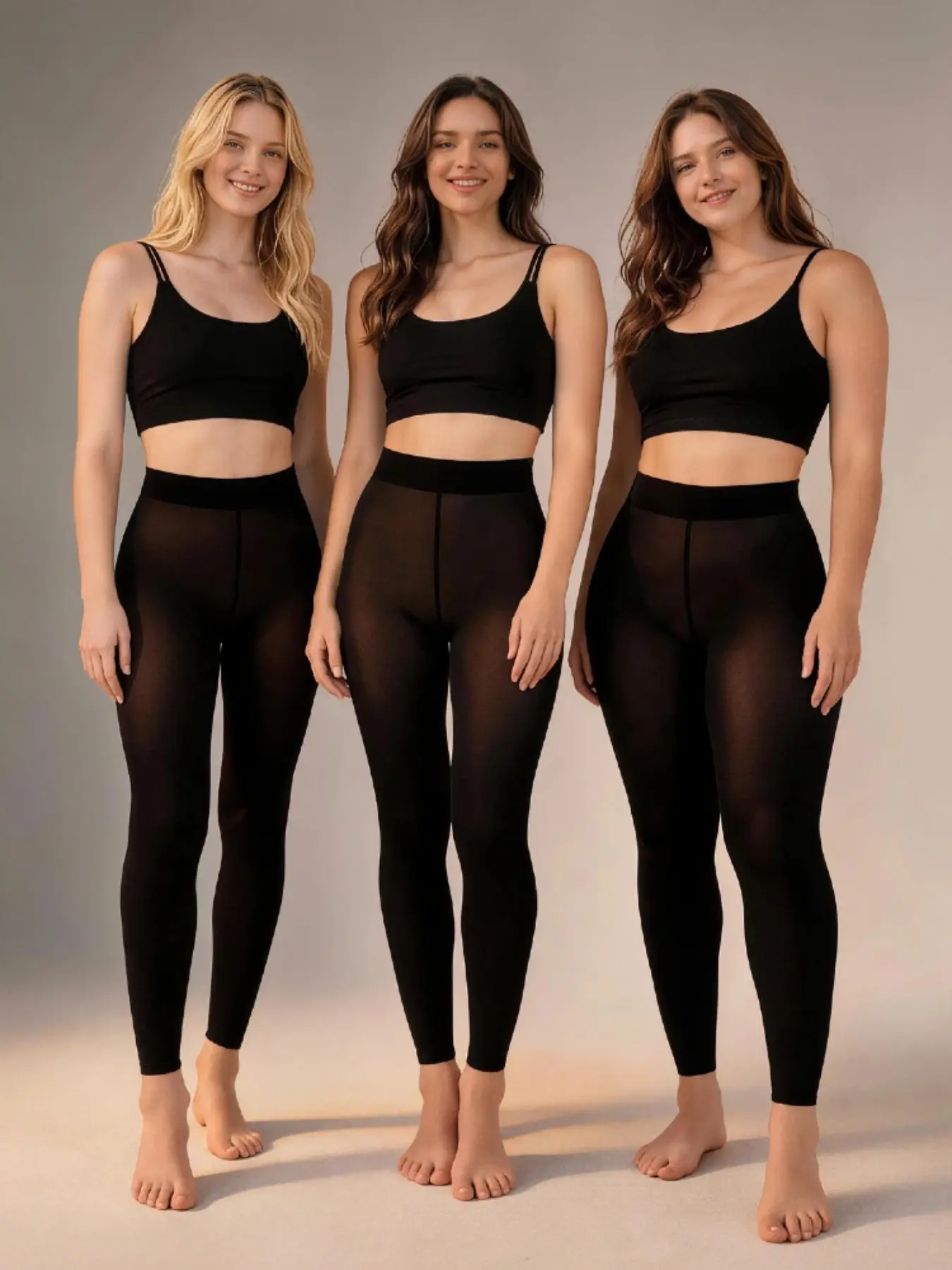 Women's Fleece Lined Warm Knee-High Stockings, Seamless Basic Tight-Fit Ankle Pants, Multiple Colors, Sizes S to Xxxxl, Winter Innerwear
