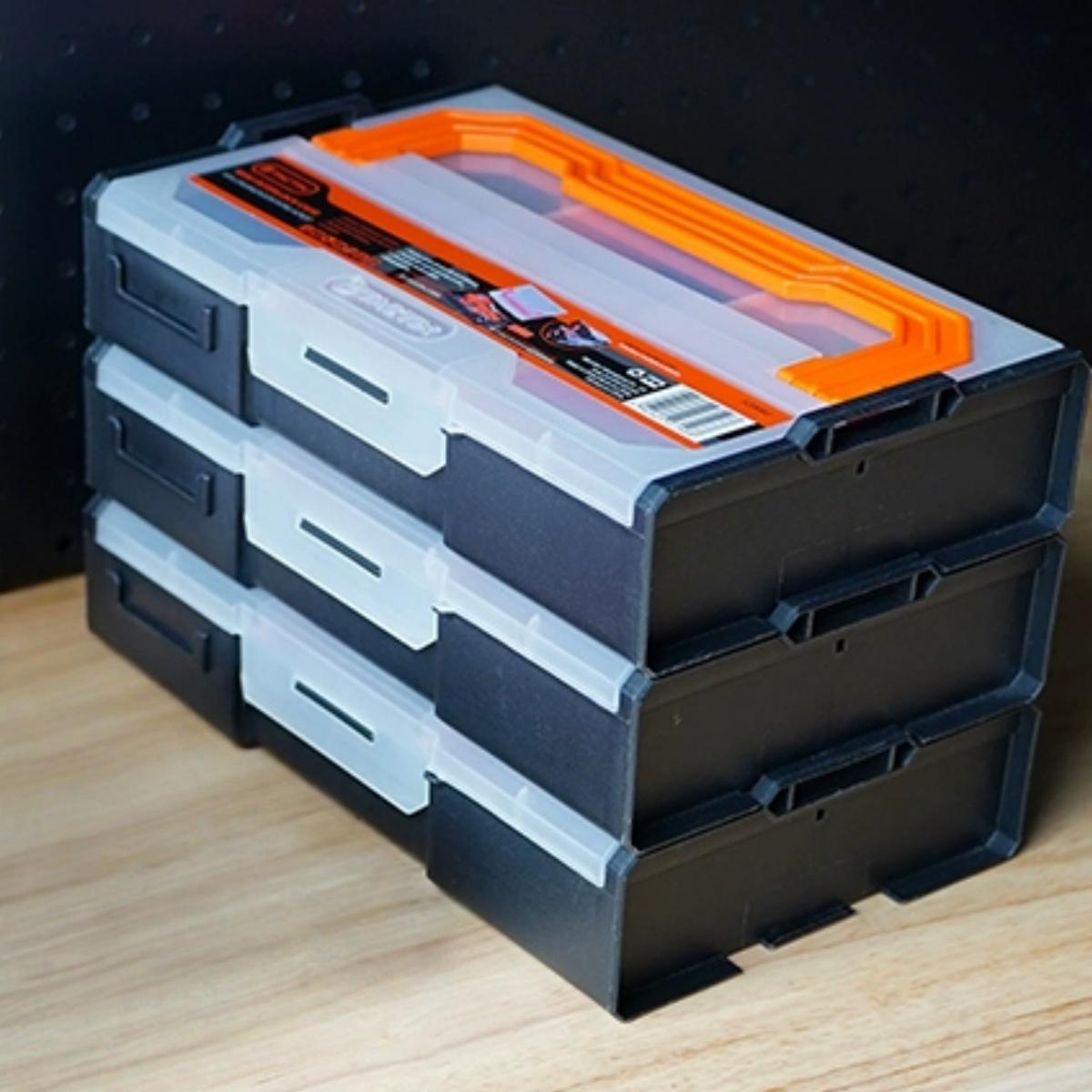 Small Parts Stackable Organizer Case Electronic Component Storage Divided Box Workshop Easy Transport Nonslip Tool Storage Box