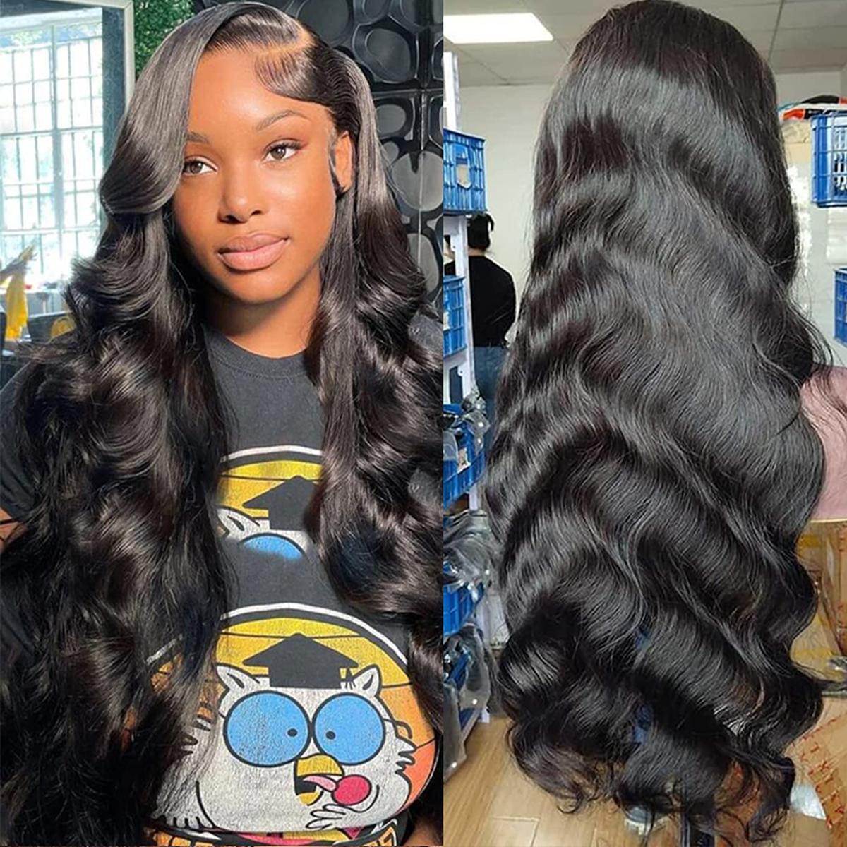 13x6 Lace Front Wigs Human Hair For Women 28 30 Inch Body Wave wigs Pre Plucked Brazilian 13x6 HD Transparent Lace Frontal Wigs Human Hair 180%