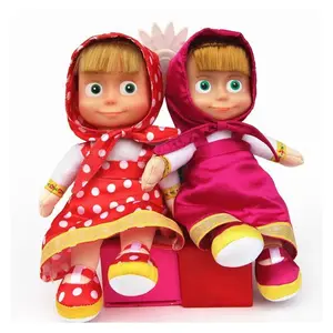 Children's Classic Cartoon Anime Plush Toy Masa Girl And Bear with Music Early Childhood Education Soft Toy