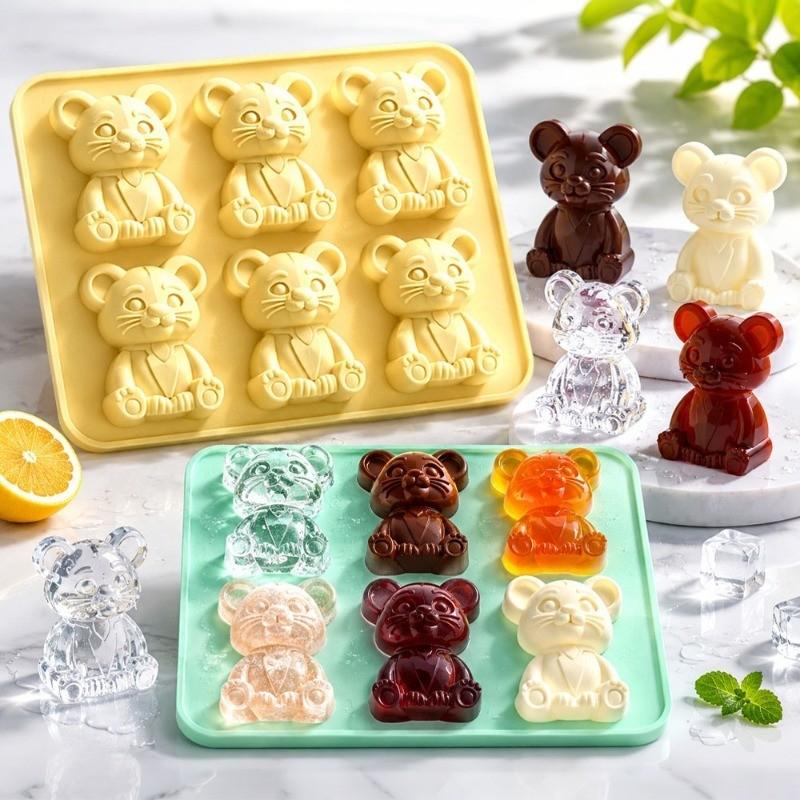 Creative Six-Piece Silicone Mold, Mickey Mouse 6.8 Inch Baking Mold, Non-Stick, Easy to Remove and Clean, Ideal for Parties and Business Use